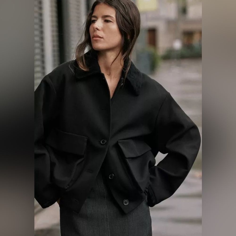 NWT Zara Mixed Bomber Jacket